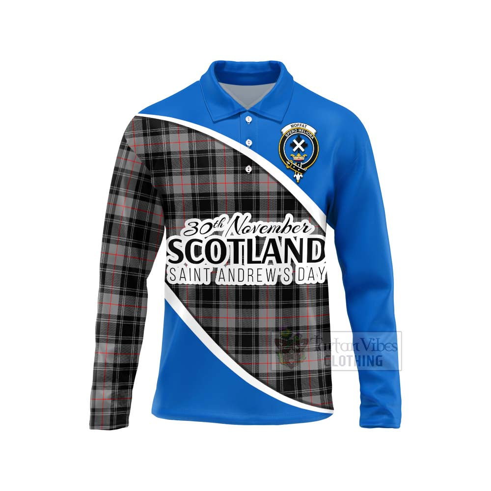 Tartan Vibes Clothing Moffat Family Crest Tartan Long Sleeve Polo Shirt Celebrate Saint Andrew's Day in Style