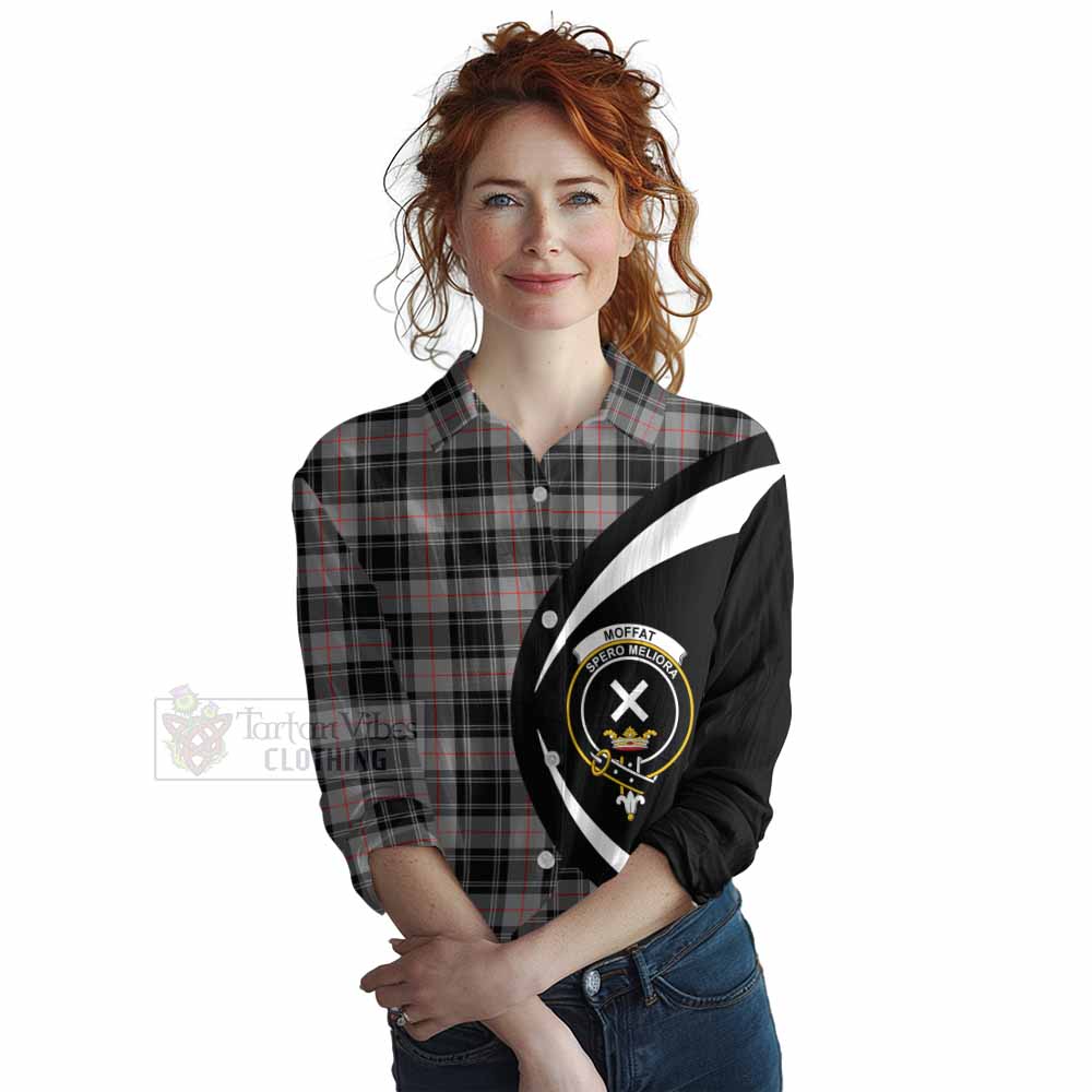 Tartan Vibes Clothing Moffat Tartan Women's Casual Shirt with Family Crest Circle Style