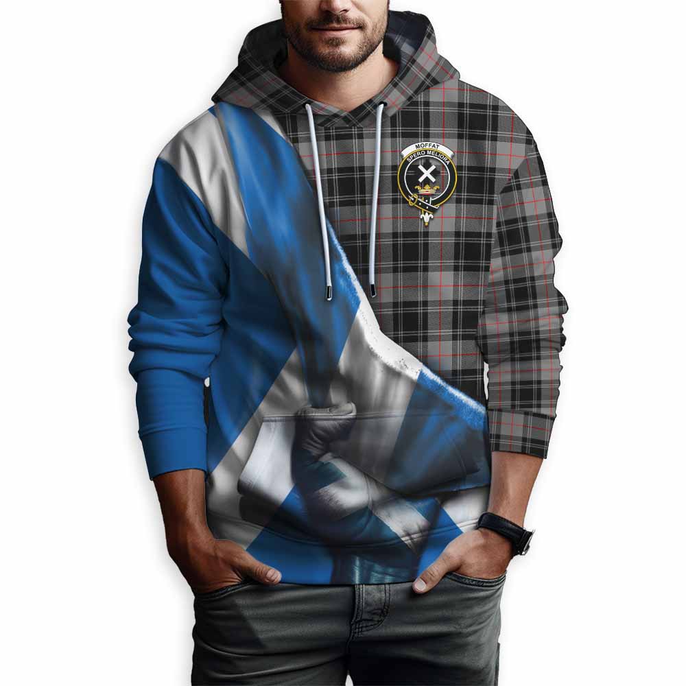 Tartan Vibes Clothing Moffat Tartan Hoodie with Family Crest Scotland Patriotic Style