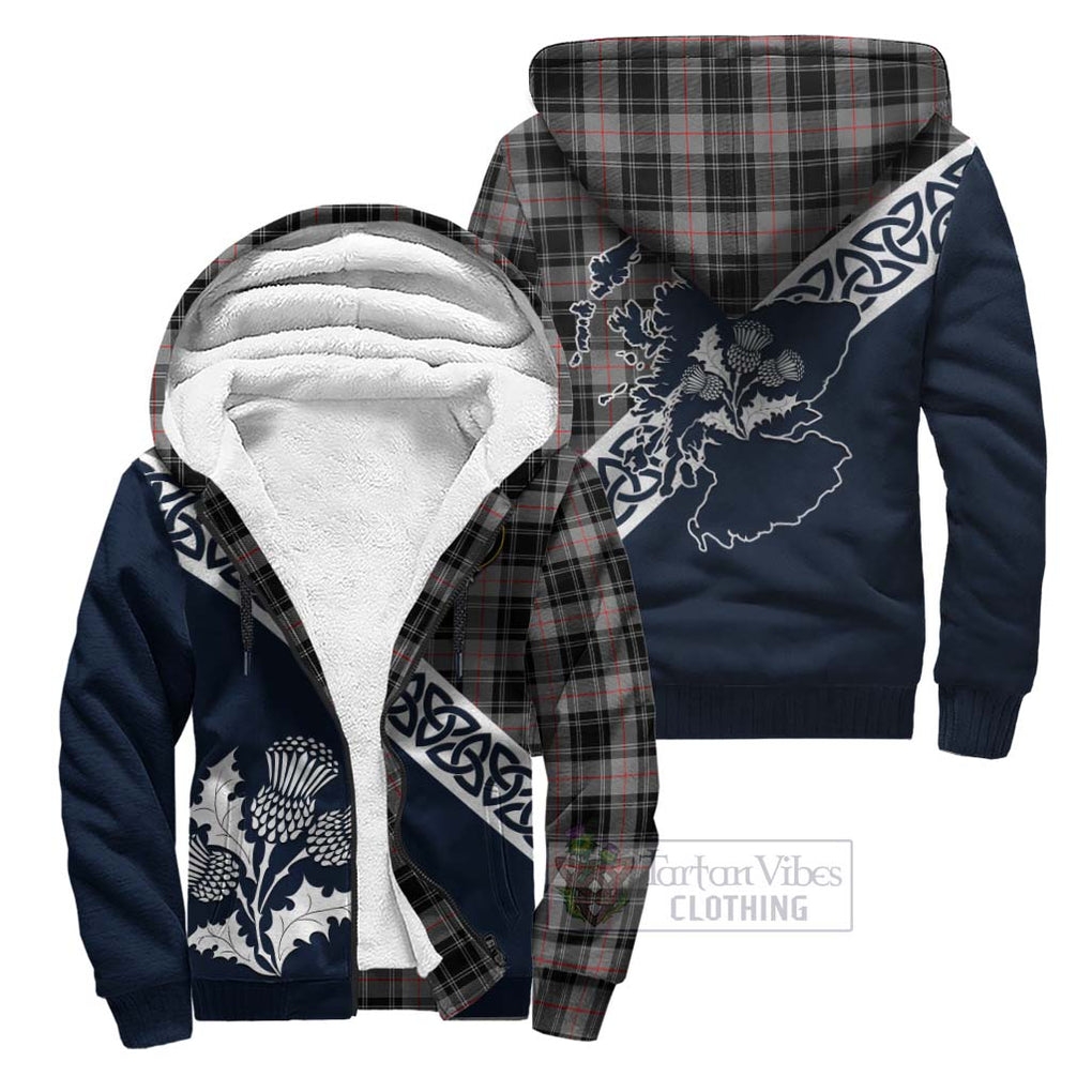 Tartan Vibes Clothing Moffat Tartan Sherpa Hoodie Featuring Thistle and Scotland Map