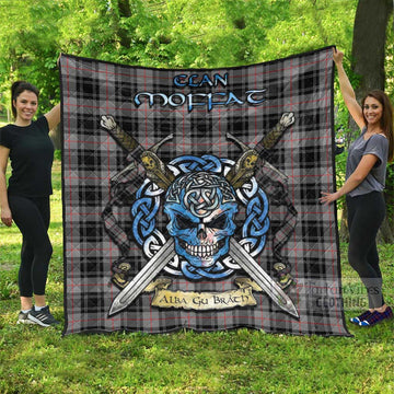 Moffat Tartan Quilt with Celtic Skull Alba Gu Brath Style