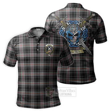 Moffat Tartan Polo Shirt with Family Crest Celtic Skull Style