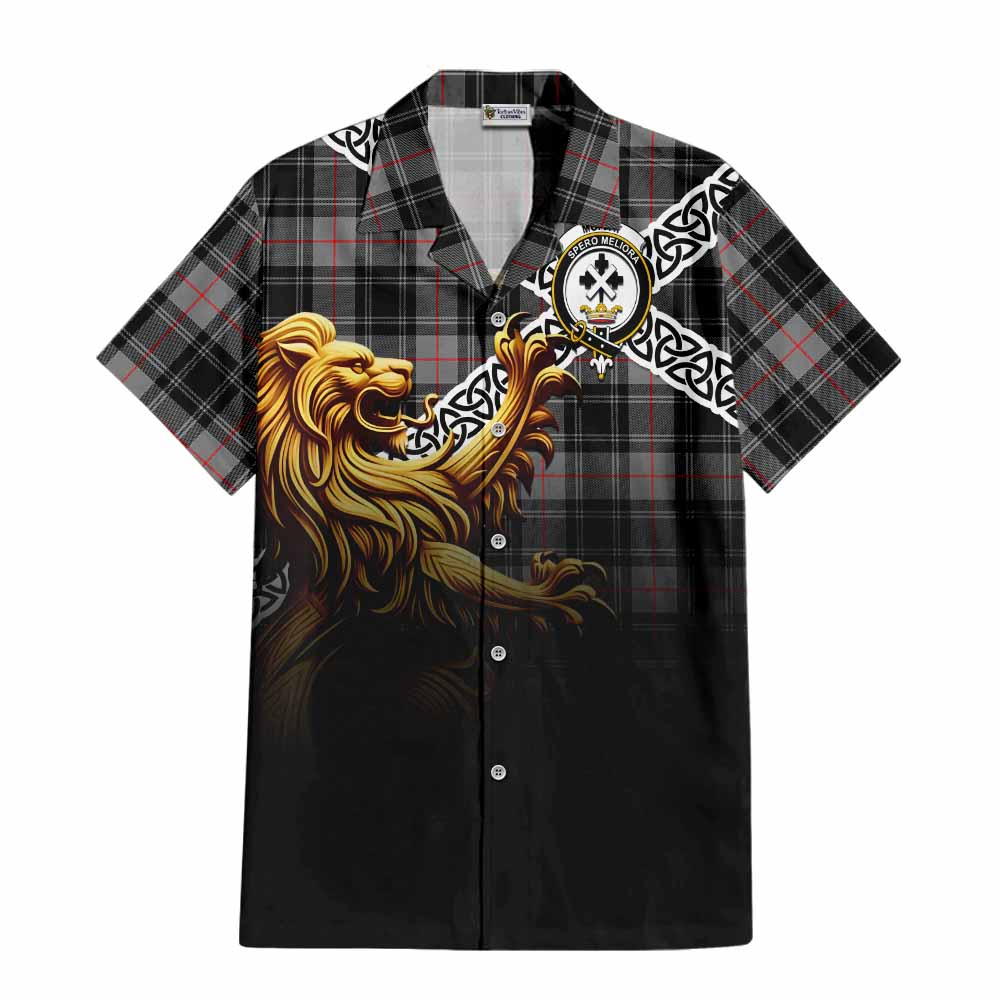 Moffat Crest Tartan Hawaiian Shirt with Golden Lion Emblem Celtic Style Kid - Tartan Vibes Clothing