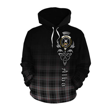 Moffat Tartan Cotton Hoodie Featuring Alba Gu Brath Family Crest Celtic Inspired