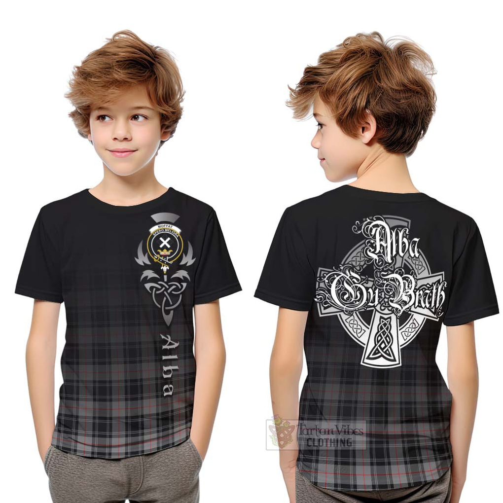 Tartan Vibes Clothing Moffat Tartan Kid T-Shirt Featuring Alba Gu Brath Family Crest Celtic Inspired