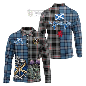 Moffat Tartan Long Sleeve Polo Shirt Happy St. Andrew's Day Half Tartan Style