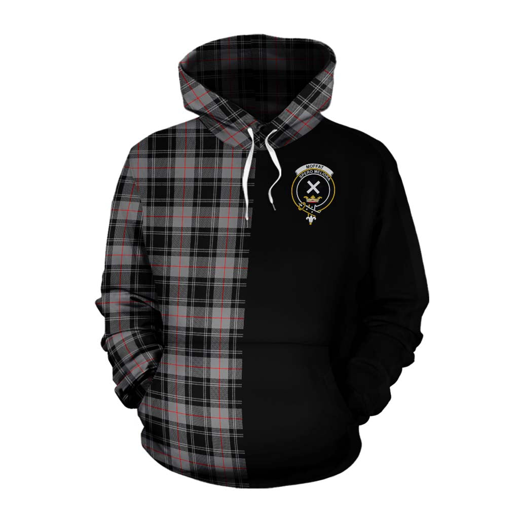 Tartan Vibes Clothing Moffat Tartan Cotton Hoodie with Family Crest and Half Of Me Style