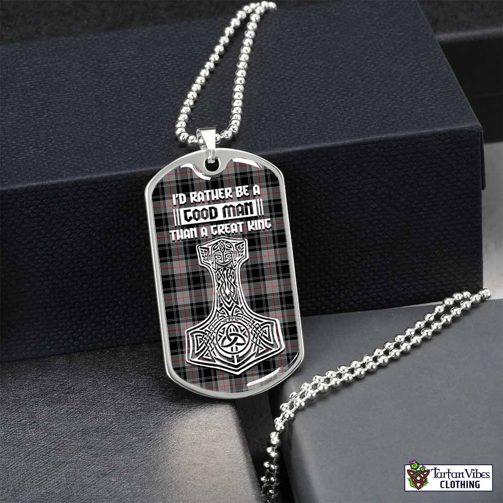 Tartan Vibes Clothing Moffat Tartan Dog Tag Necklace Viking Mjolnir Style