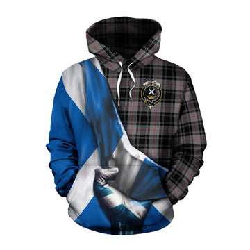 Moffat Tartan Cotton Hoodie with Family Crest Scotland Patriotic Style