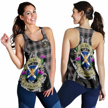 Moffat Tartan Family Crest Women's Racerback Tanks Lion Rampant Royal Thistle Shield Celtic Inspired