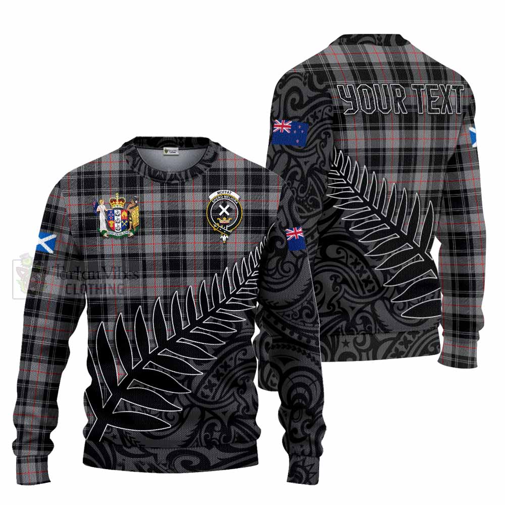 Tartan Vibes Clothing Moffat Crest Tartan Knitted Sweater with New Zealand Silver Fern Half Style