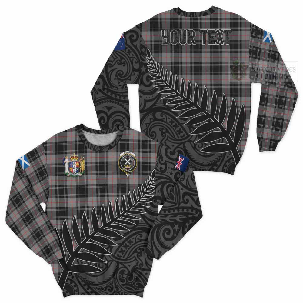 Tartan Vibes Clothing Moffat Crest Tartan Sweatshirt with New Zealand Silver Fern Half Style