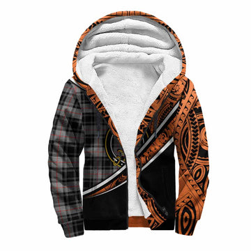 Moffat Crest Tartan Sherpa Hoodie with Polynesian Vibes Style - Orange Version