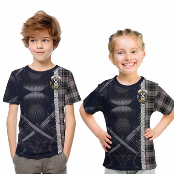 Moffat Tartan Kid T-Shirt with Family Crest Cross Sword Thistle Celtic Vibes