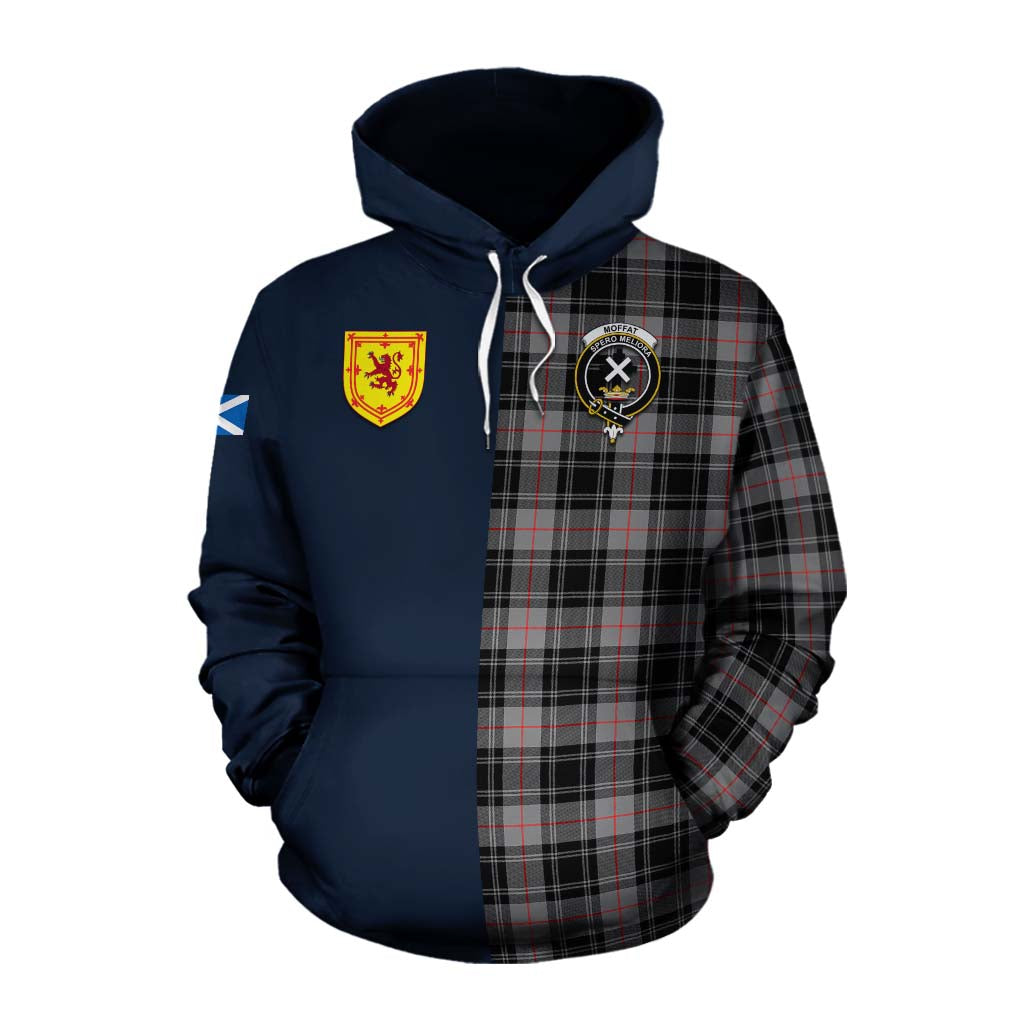 Tartan Vibes Clothing Moffat Tartan Cotton Hoodie Alba with Scottish Lion Royal Arm Half Style