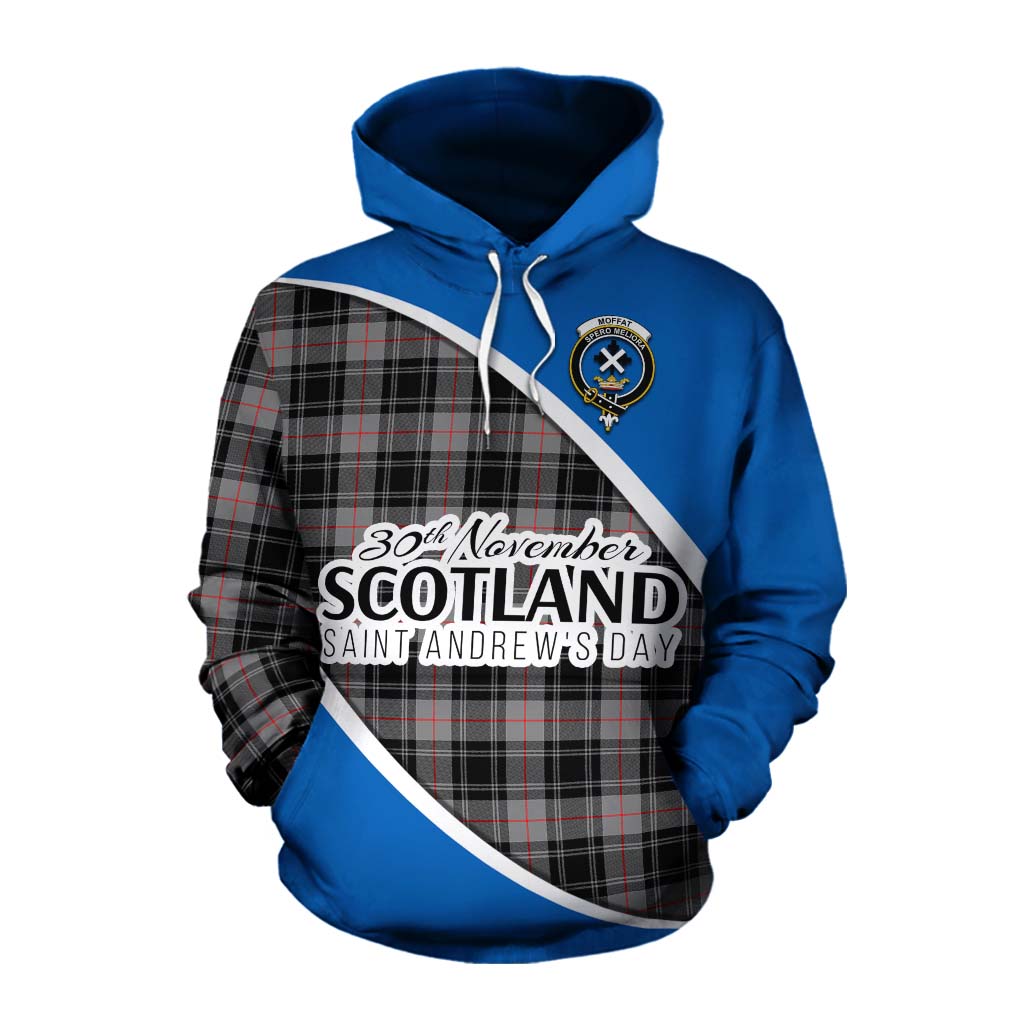 Tartan Vibes Clothing Moffat Family Crest Tartan Cotton Hoodie Celebrate Saint Andrew's Day in Style