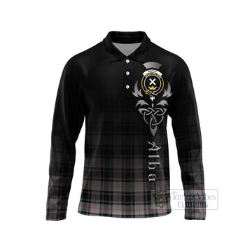 Moffat Tartan Long Sleeve Polo Shirt Featuring Alba Gu Brath Family Crest Celtic Inspired