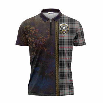Moffat Tartan Family Crest Zipper Polo Shirt Alba Gu Brath Be Brave Lion Ancient Style Unisex - Tartan Vibes Clothing