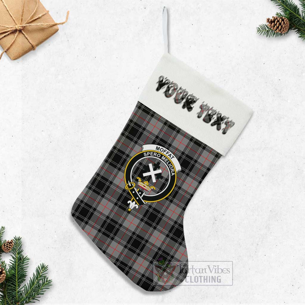 Tartan Vibes Clothing Moffat Tartan Family Crest Christmas Stocking with Personalized Text