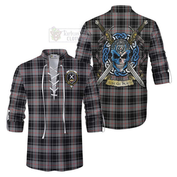 Moffat Tartan Ghillie Kilt Shirt with Family Crest Celtic Skull Style