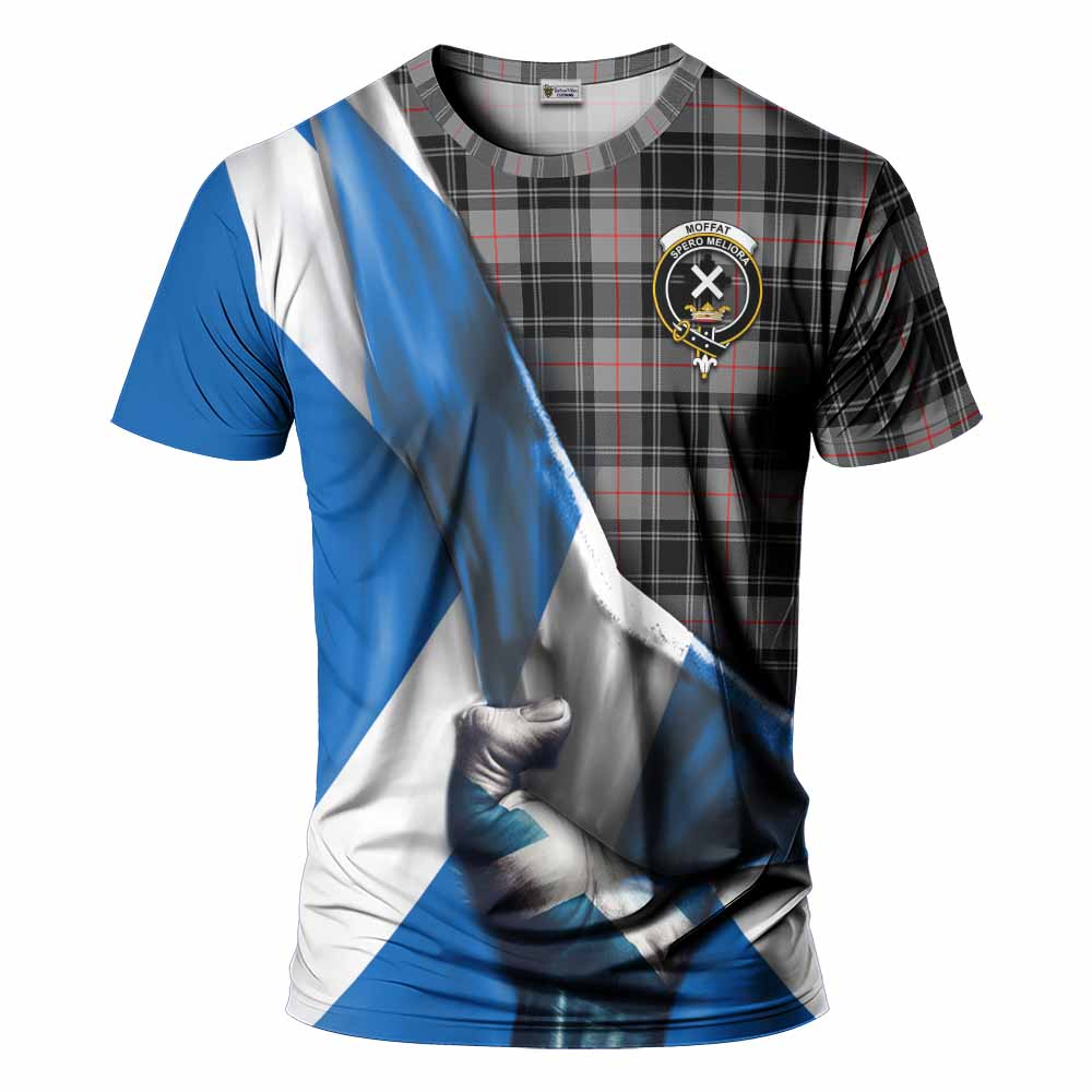 Tartan Vibes Clothing Moffat Tartan T-Shirt with Family Crest Scotland Patriotic Style