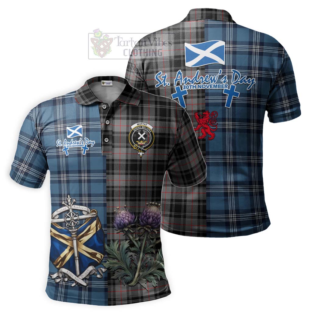 Tartan Vibes Clothing Moffat Tartan Polo Shirt Happy St. Andrew's Day Half Tartan Style