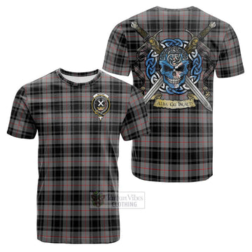 Moffat Tartan Cotton T-shirt with Family Crest Celtic Skull Style