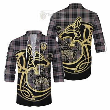 Moffat Tartan Ghillie Kilt Shirt with Family Crest Celtic Wolf Style