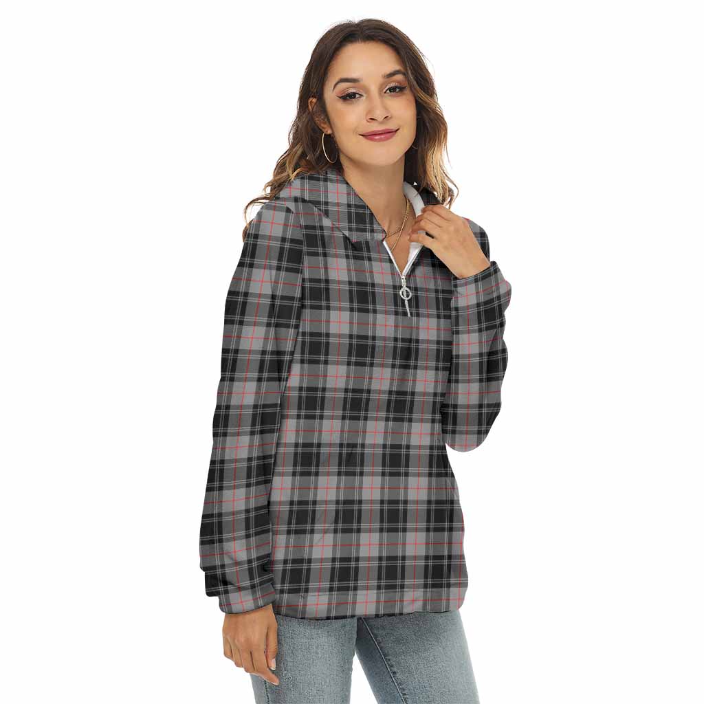 Tartan Vibes Clothing Moffat Tartan Women's Borg  Half Zip Fleece Hoodie