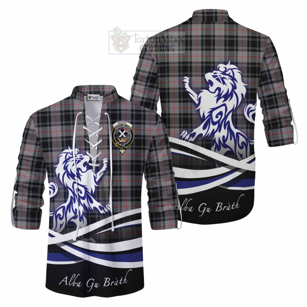 Tartan Vibes Clothing Moffat Tartan Ghillie Kilt Shirt with Alba Gu Brath Regal Lion Emblem