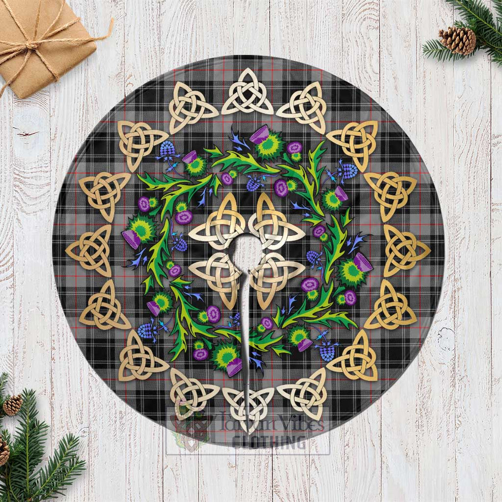 Tartan Vibes Clothing Moffat Tartan Christmas Tree Skirt with Thistle Celtic Knot Style