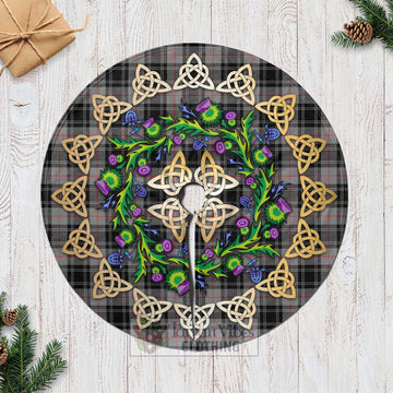 Moffat Tartan Christmas Tree Skirt with Thistle Celtic Knot Style