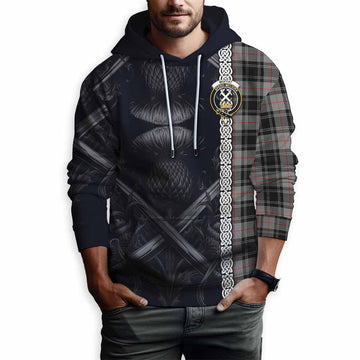 Moffat Tartan Hoodie with Family Crest Cross Sword Thistle Celtic Vibes