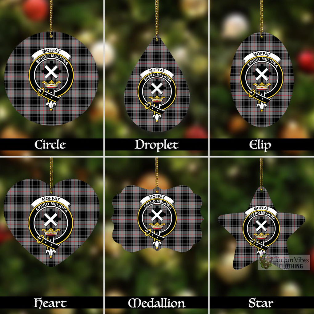 Tartan Vibes Clothing Moffat Tartan Christmas Aluminium Ornament with Family Crest