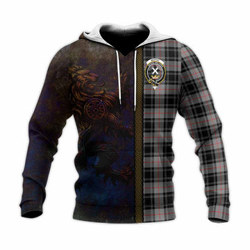 Moffat Tartan Family Crest Knitted Hoodie Alba Gu Brath Be Brave Lion Ancient Style Unisex Knitted Pullover Hoodie - Tartan Vibes Clothing