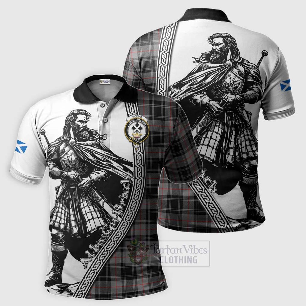 Tartan Vibes Clothing Moffat Tartan Clan Crest Polo Shirt with Highlander Warrior Celtic Style