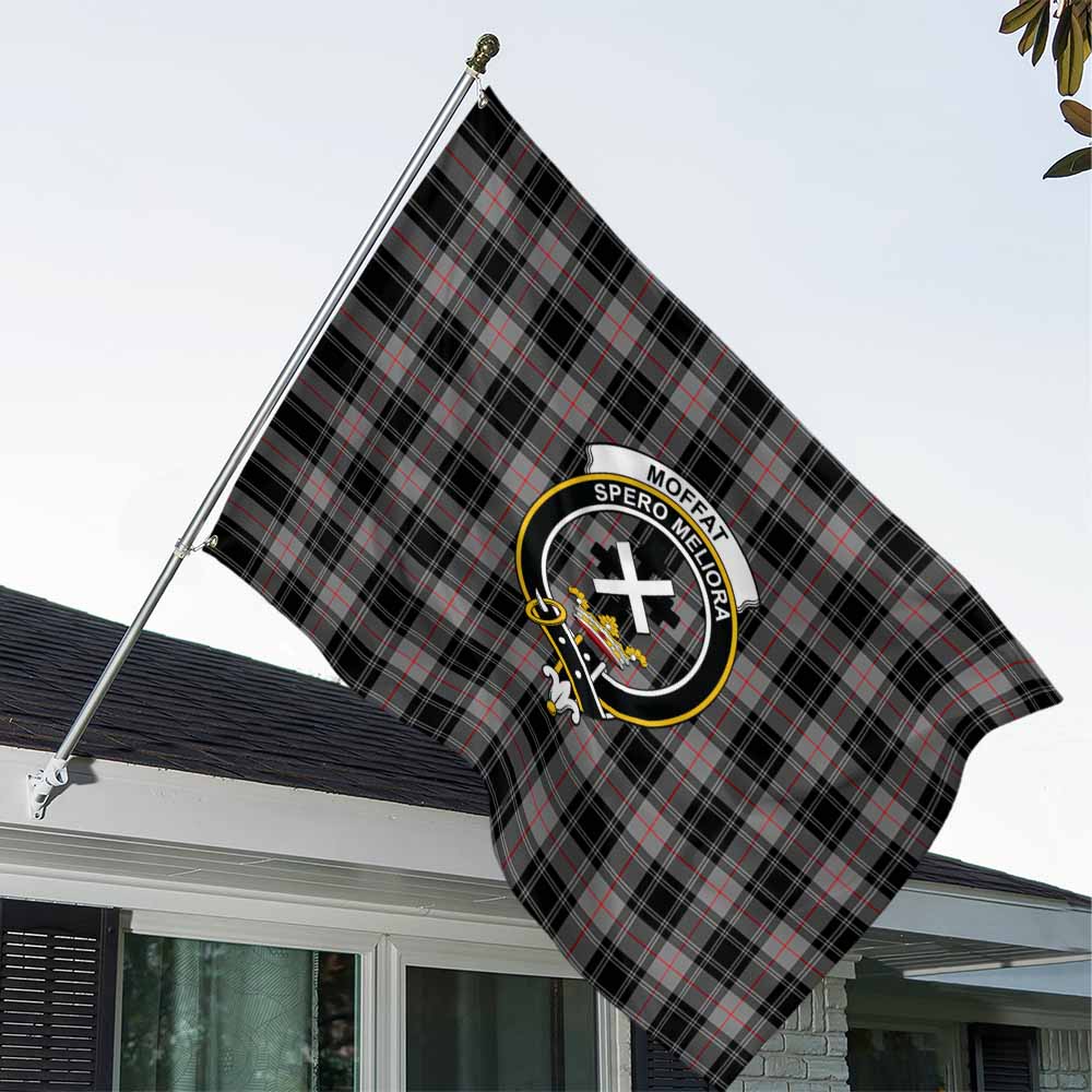 Tartan Vibes Clothing Moffat Tartan House Flag with Family Crest