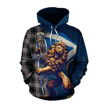 Moffat Tartan Family Crest Cotton Hoodie with Scottish Majestic Lion