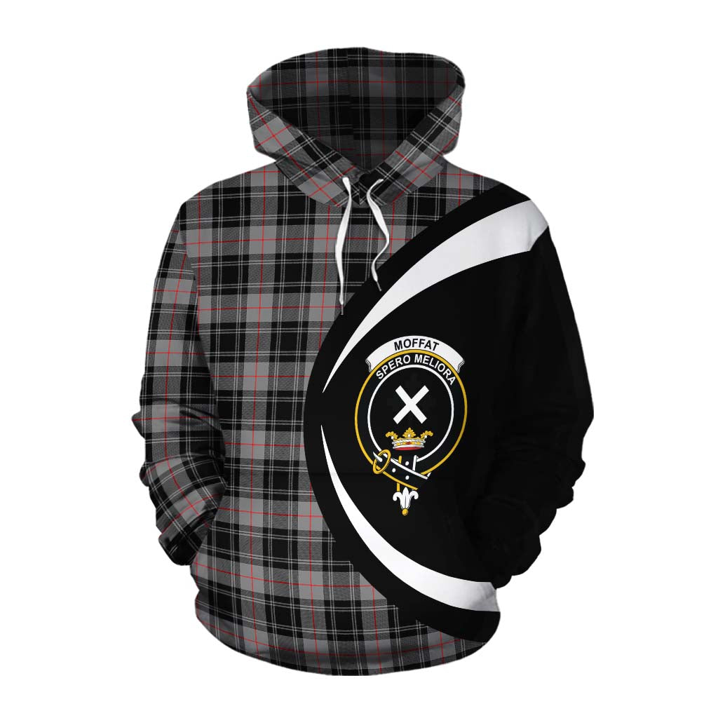 Tartan Vibes Clothing Moffat Tartan Cotton Hoodie with Family Crest Circle Style