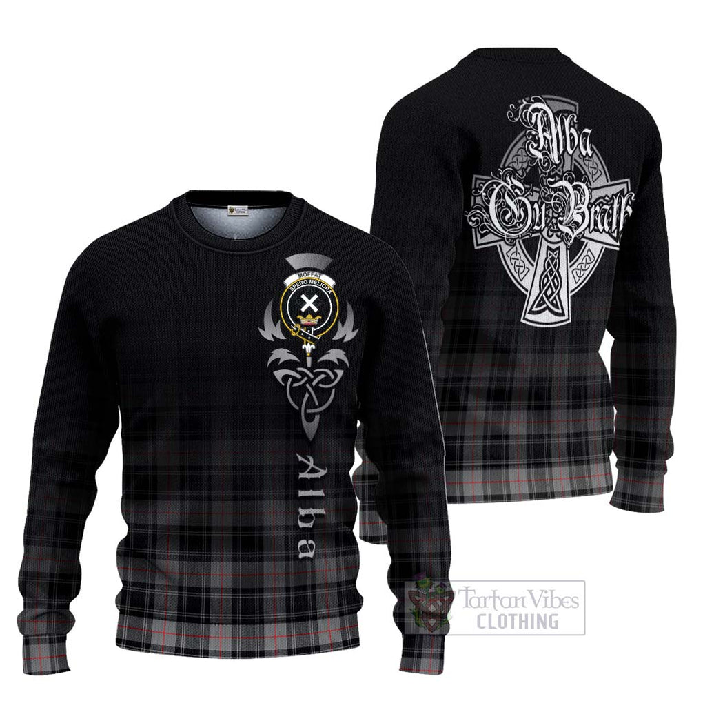 Tartan Vibes Clothing Moffat Tartan Knitted Sweater Featuring Alba Gu Brath Family Crest Celtic Inspired