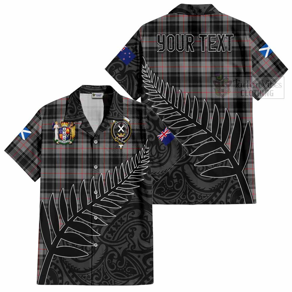 Tartan Vibes Clothing Moffat Crest Tartan Short Sleeve Button Shirt with New Zealand Silver Fern Half Style