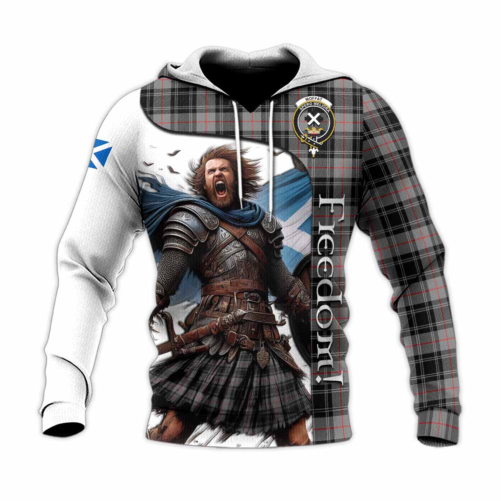 Tartan Vibes Clothing Moffat Crest Tartan Knitted Hoodie Inspired by the Freedom of Scottish Warrior