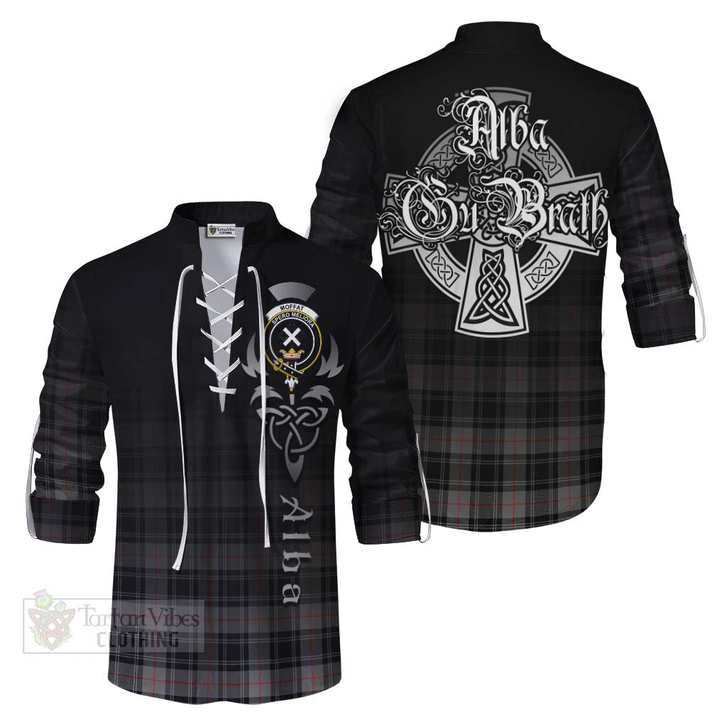 Tartan Vibes Clothing Moffat Tartan Ghillie Kilt Shirt Featuring Alba Gu Brath Family Crest Celtic Inspired