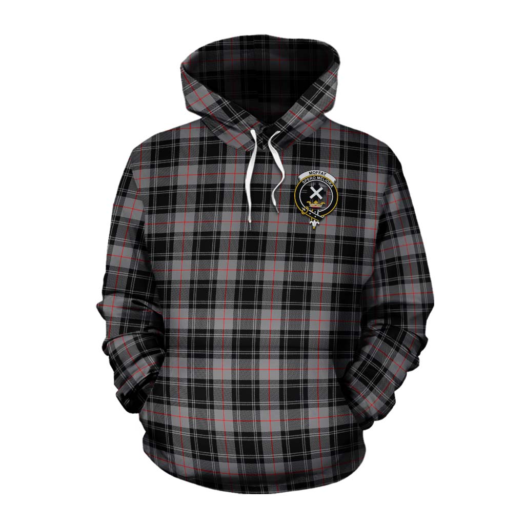 Tartan Vibes Clothing Moffat Tartan Cotton Hoodie with Family Crest Celtic Skull Style