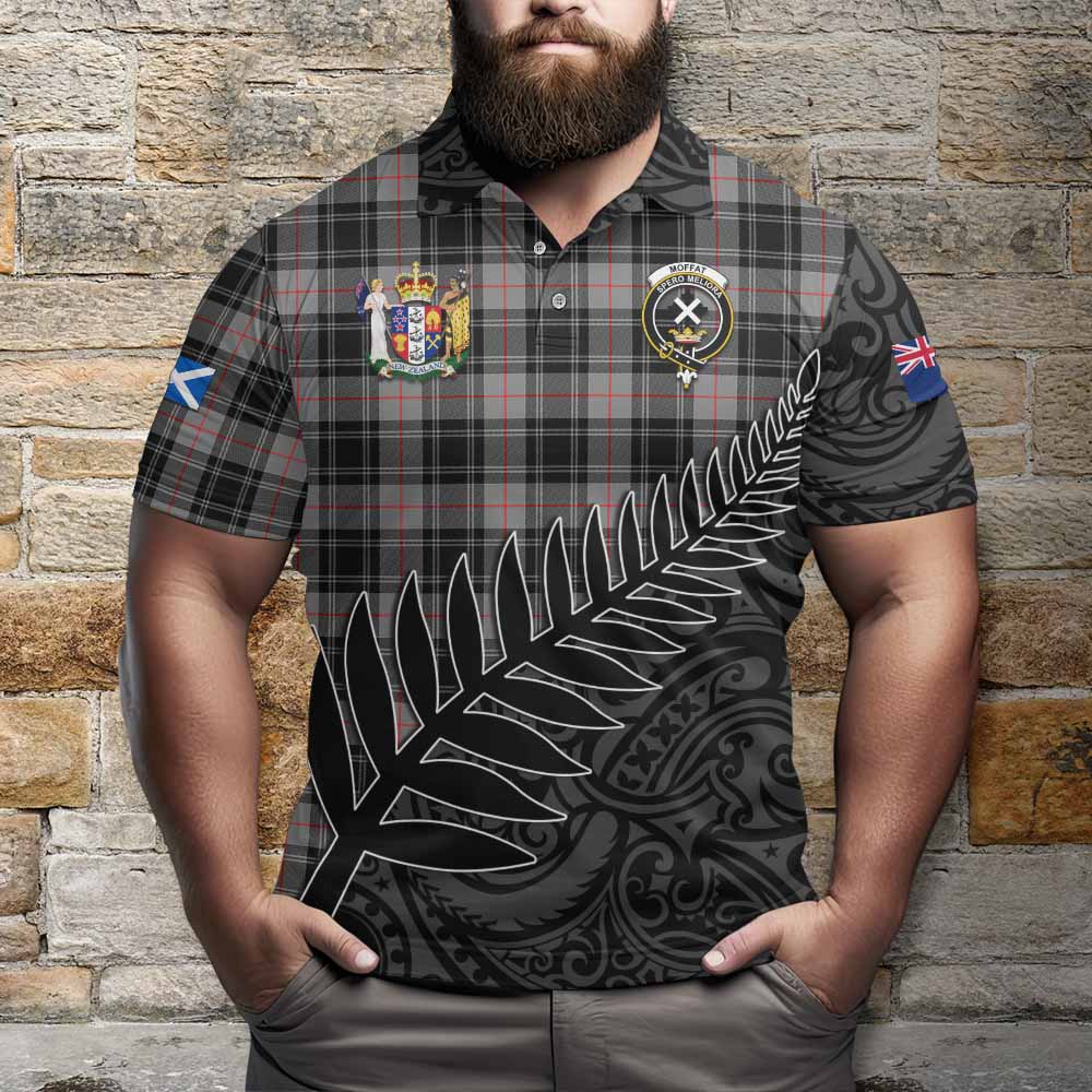 Moffat Crest Tartan Polo Shirt with New Zealand Silver Fern Half Style