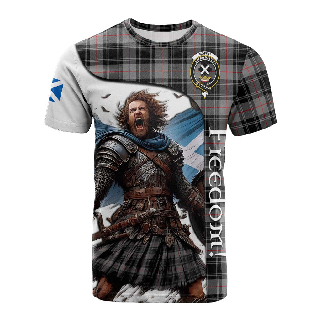 Tartan Vibes Clothing Moffat Crest Tartan Cotton T-shirt Inspired by the Freedom of Scottish Warrior