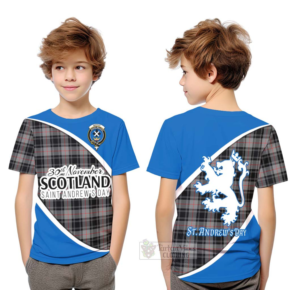 Tartan Vibes Clothing Moffat Family Crest Tartan Kid T-Shirt Celebrate Saint Andrew's Day in Style