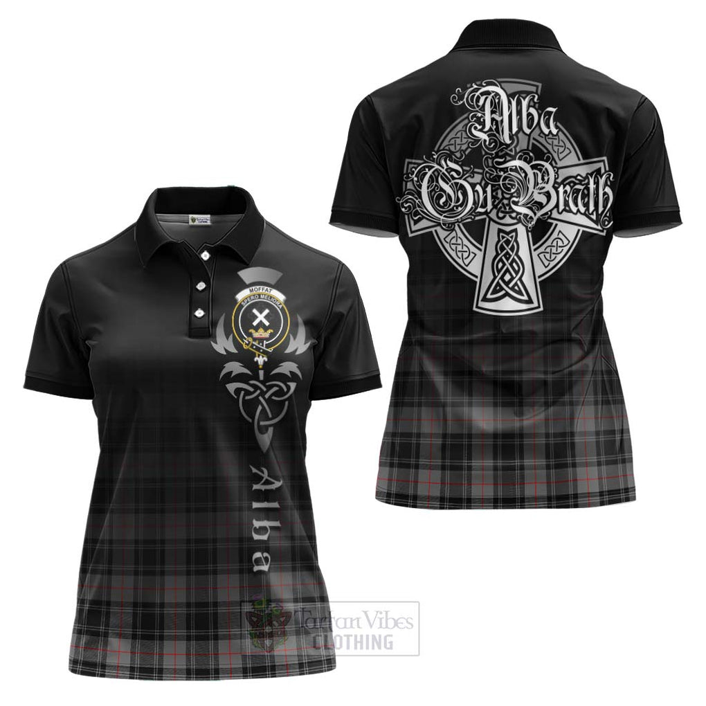 Tartan Vibes Clothing Moffat Tartan Women's Polo Shirt Featuring Alba Gu Brath Family Crest Celtic Inspired