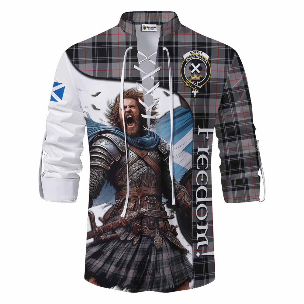 Tartan Vibes Clothing Moffat Crest Tartan Ghillie Kilt Shirt Inspired by the Freedom of Scottish Warrior