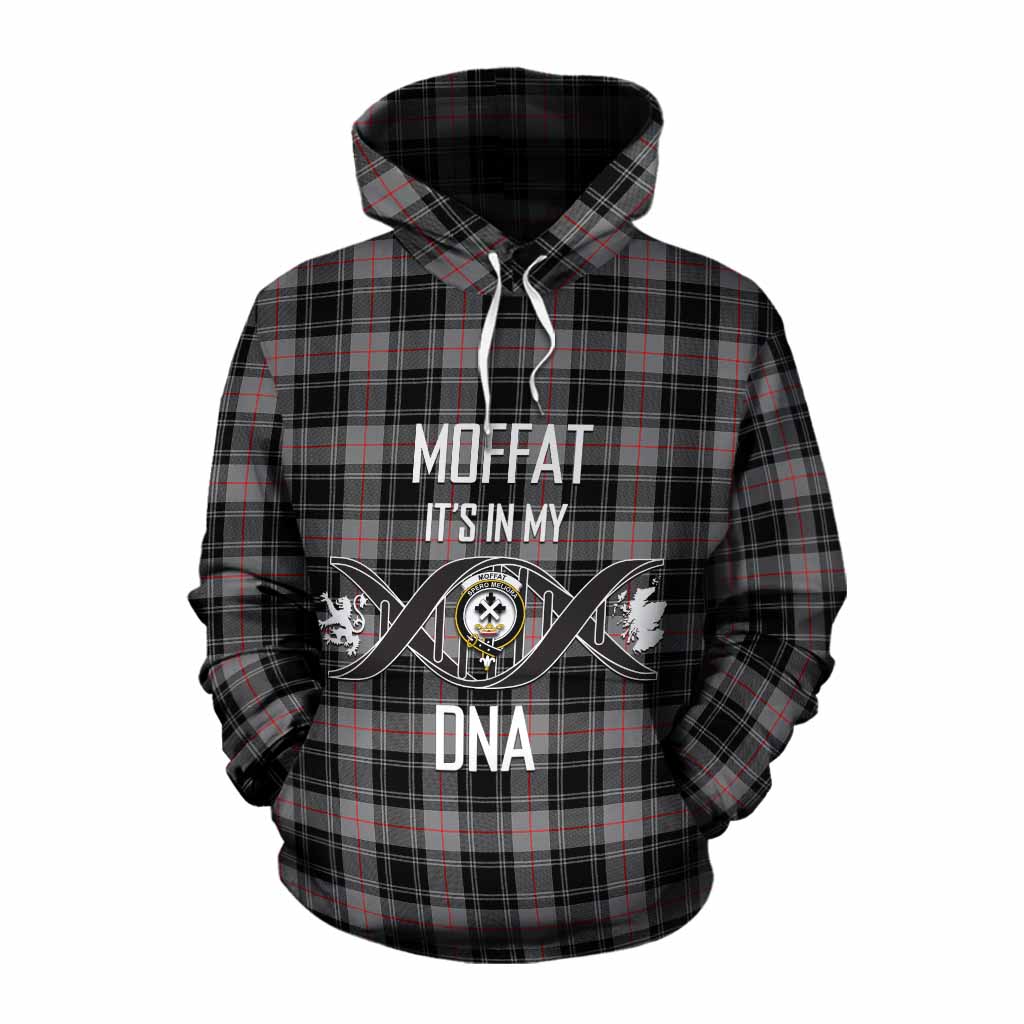 Tartan Vibes Clothing Moffat Tartan Cotton Hoodie with Family Crest DNA In Me Style